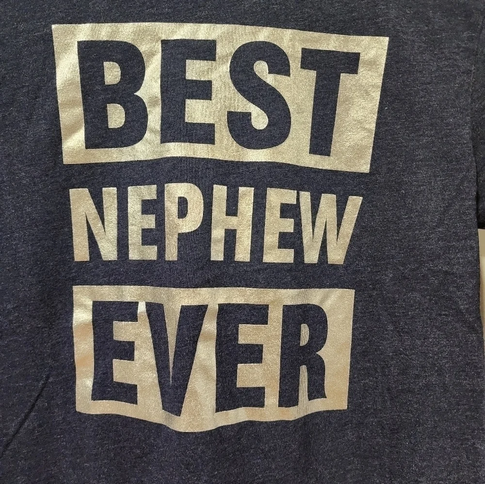 Children's Place graphic Best Nephew Ever shirt blue Size Medium 7/8 long sleeve